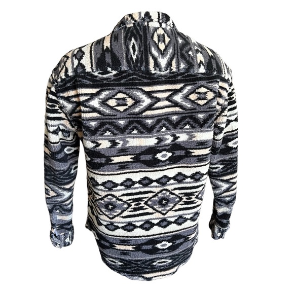 ASOS Mens Western Aztec Print Fleece Over Shirt Jacket Button Down Small - Picture 4 of 7